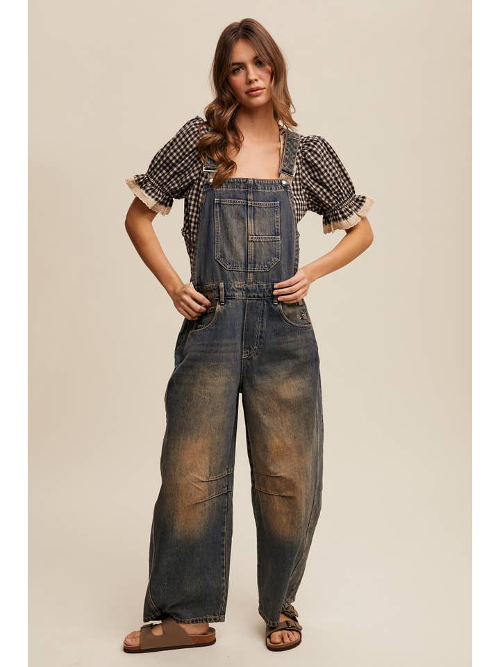 Listicle – Großhandel Overall – Damen – Barrel Jean Latzhose aus Denim mit weitem Bein12