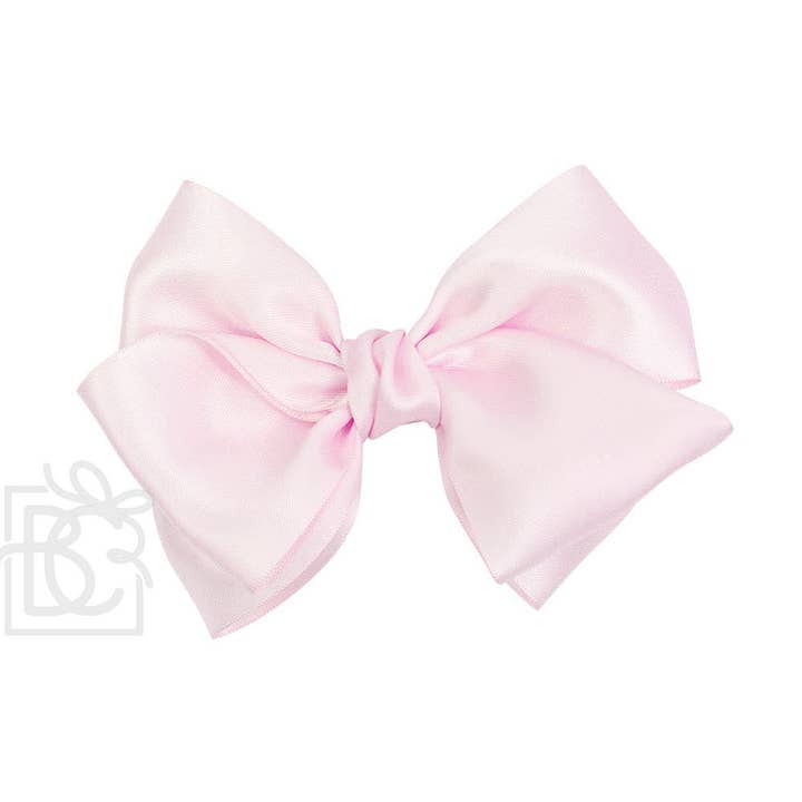 SATIN EUROPEAN BOW W/RUFFLED KNOT ON CLIP for wholesale by Beyond Creations, LLC