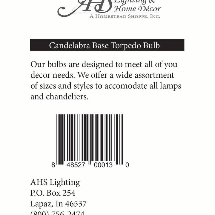 AHS Lighting - Wholesale Light Bulb/Puck - Light bulbs- flame tip- clear 7 watt1
