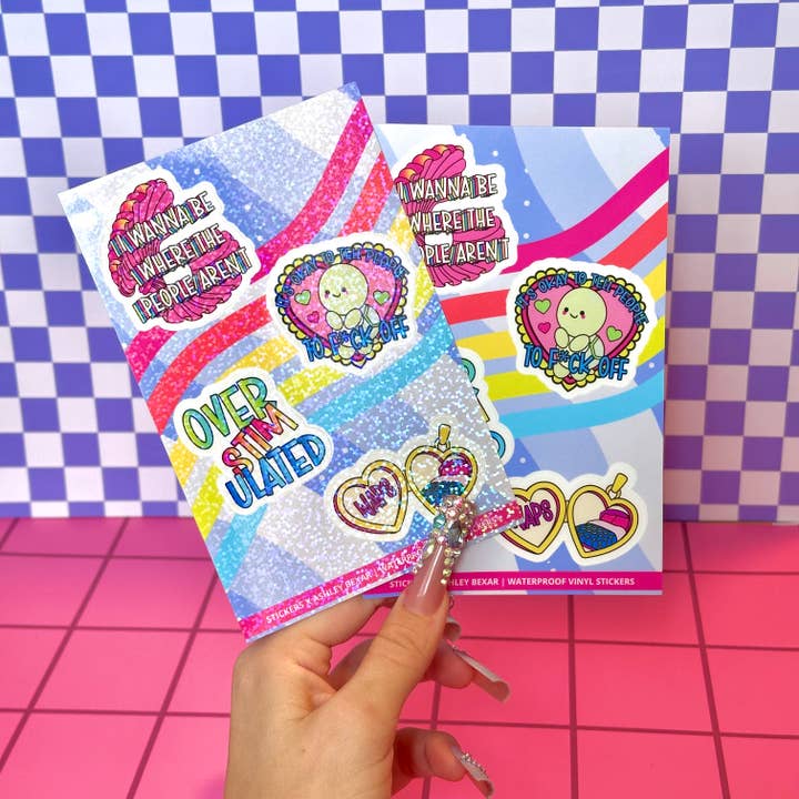 Funny Introvert Mental Health Waterproof Vinyl Sticker Sheet for wholesale by Stickers+ X Ashley Bexar