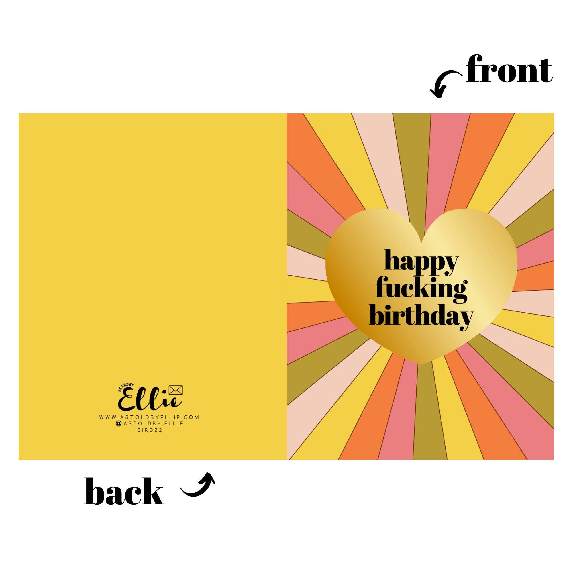 As Told By Ellie - Vente Cartes d'anniversaire - Carte d'anniversaire rétro Happy Fucking1