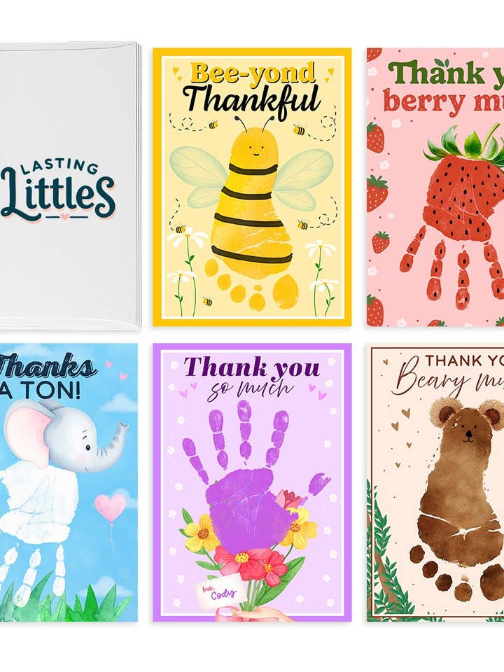 Lasting Littles Handprint & Footprint Thank You Cards for wholesale by Lasting Littles