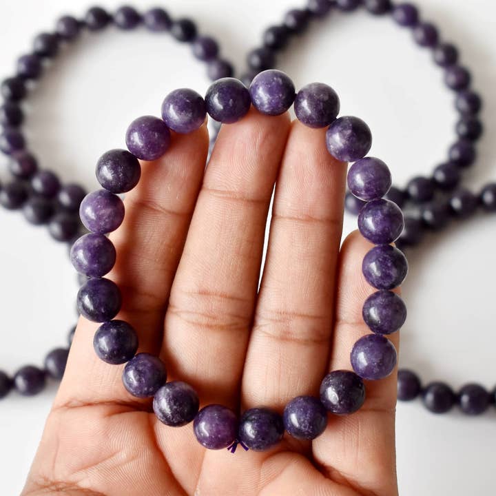 Soothing Crystals - Vente Bracelet de perles - Bracelet de guérison | Lépidolite | Bracelet en pierres précieuses4