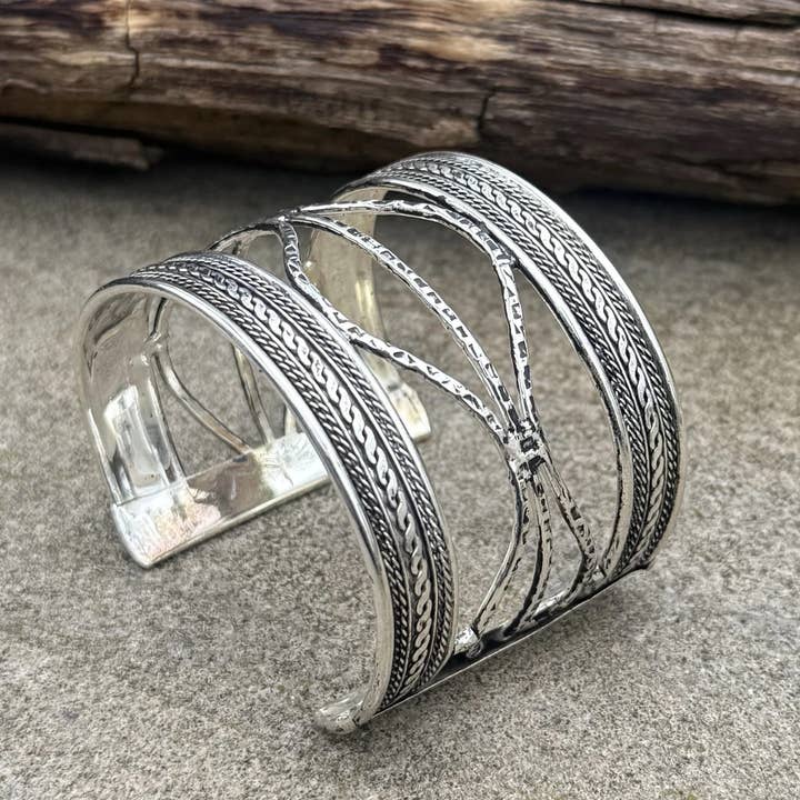 Handcrafted Cuff Bracelet Vintage DesignHippie Gypsy Ethnic for wholesale by Lungta Imports