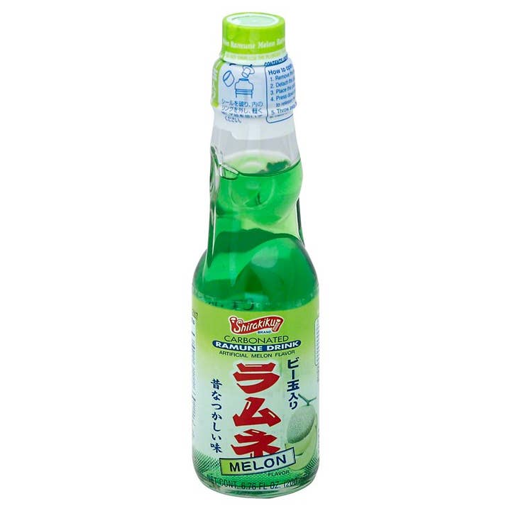 Grandpa Joe's Candy Shop – wholesale Soda/carbonated drink – Ramune Melon, 6.76oz Glass Bottle 30ct0