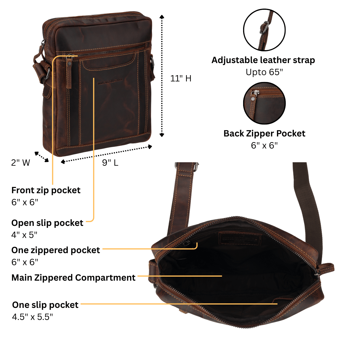 Minori Leather - Wholesale Messenger Bag - Unisex - Tokyo Leather Shoulder Bag – Unisex – Chestnut6