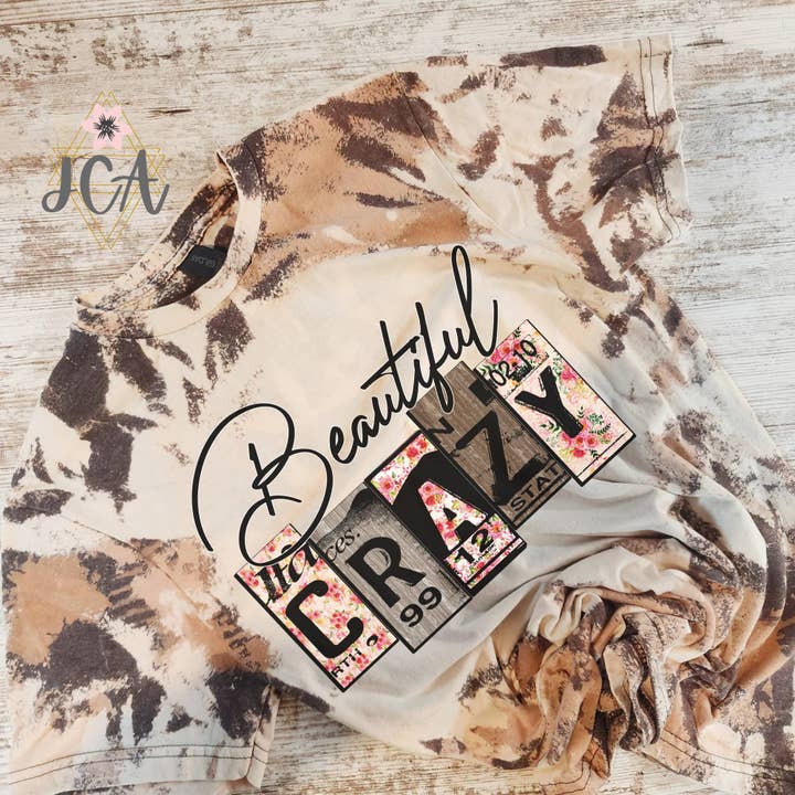 Crazy Beautiful cowhide bleached Shirt for wholesale by Jocelyn's Comfy Apparel