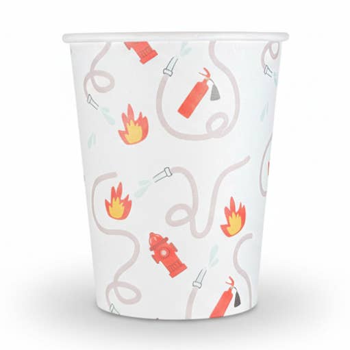 Firetruck Paper Cups 9oz (8 Pack) for wholesale by Cherrysh Party - the new name for Pooka Party