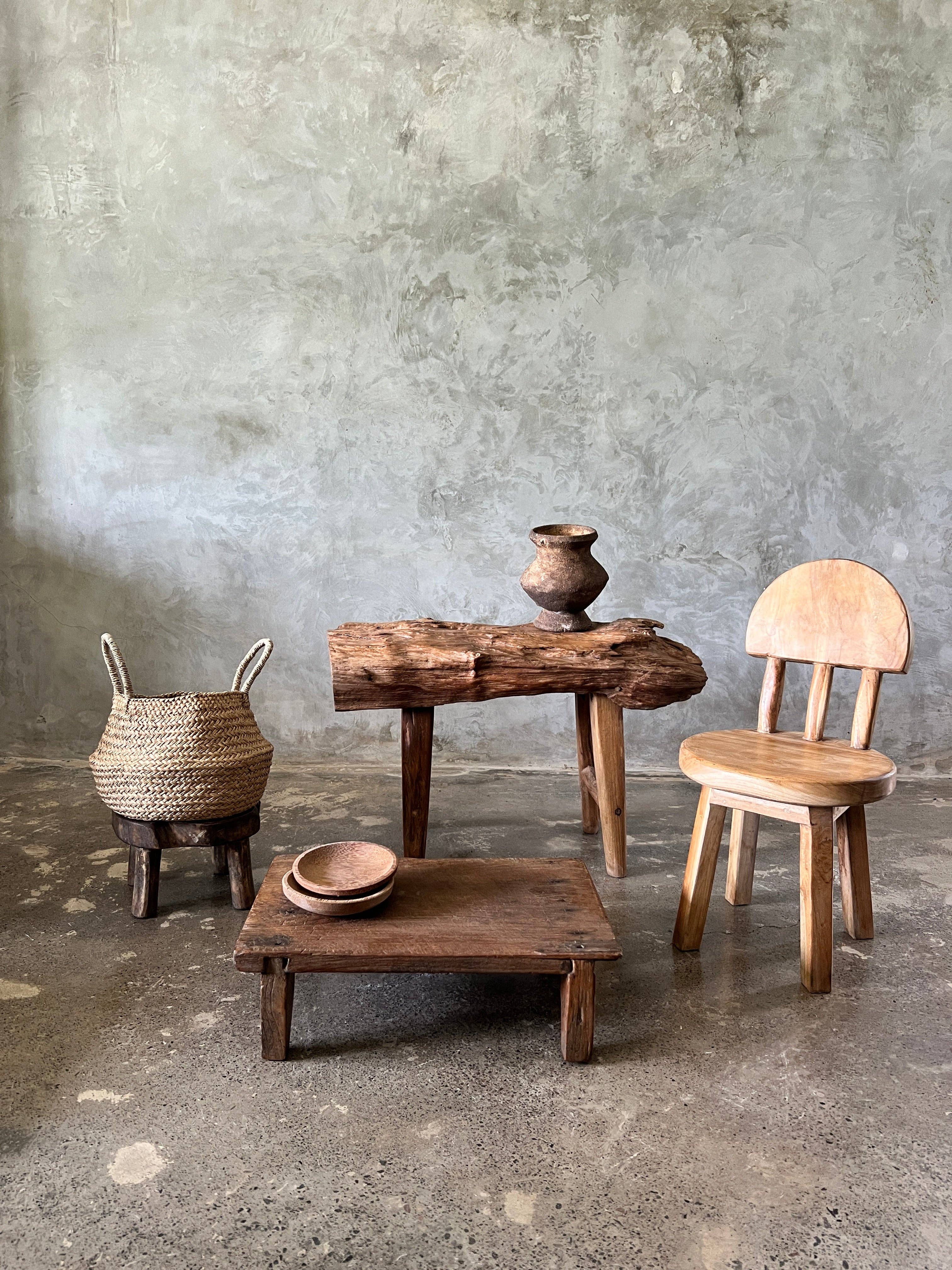 Office Objets - Venta al por mayor Bancos - Banco pequeño de teca asiática rubia con cuatro patas - Sembilan0