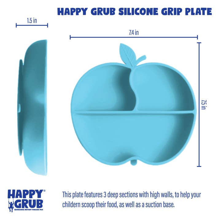 Happy Grub - Wholesale Dinner Plate - Kids & Baby - Happy Grub Apple Silicone Grip Plate 2 Pack2