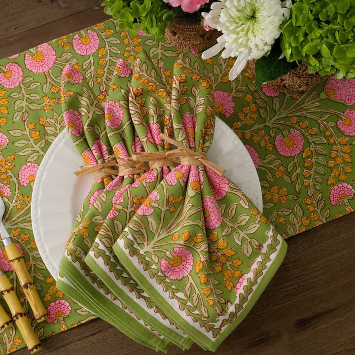 Pomegranate Inc - Wholesale Dinner & Cloth Napkin - Cactus Flower Fern & Flamingo Napkin | Set of 43