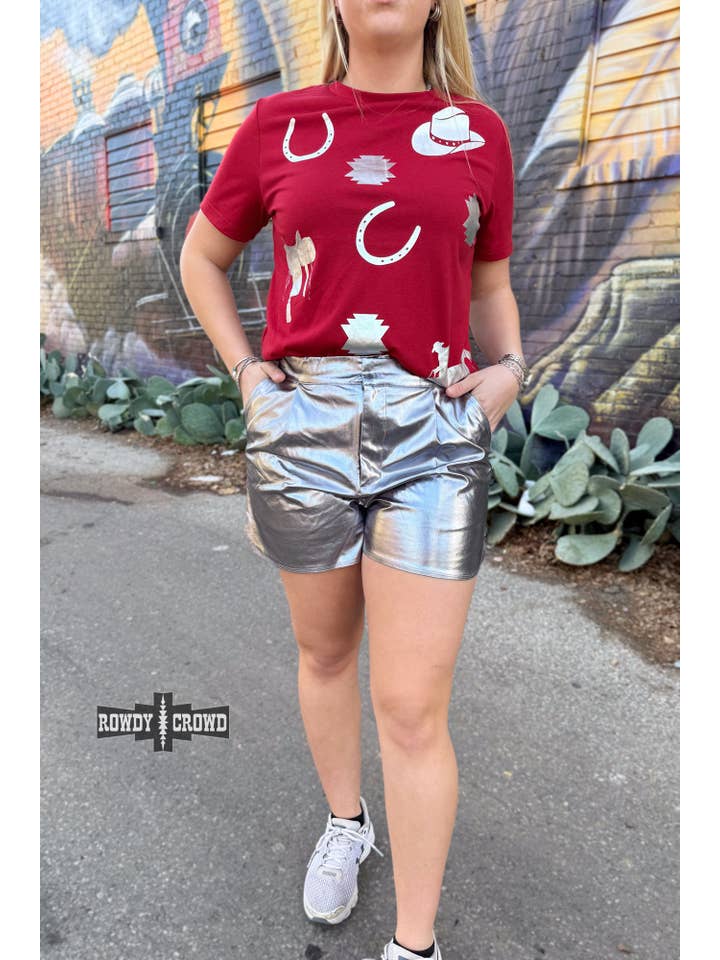 Rowdy Crowd Clothing - Wholesale Shorts - Women's - Marfa Metallic Shorts4