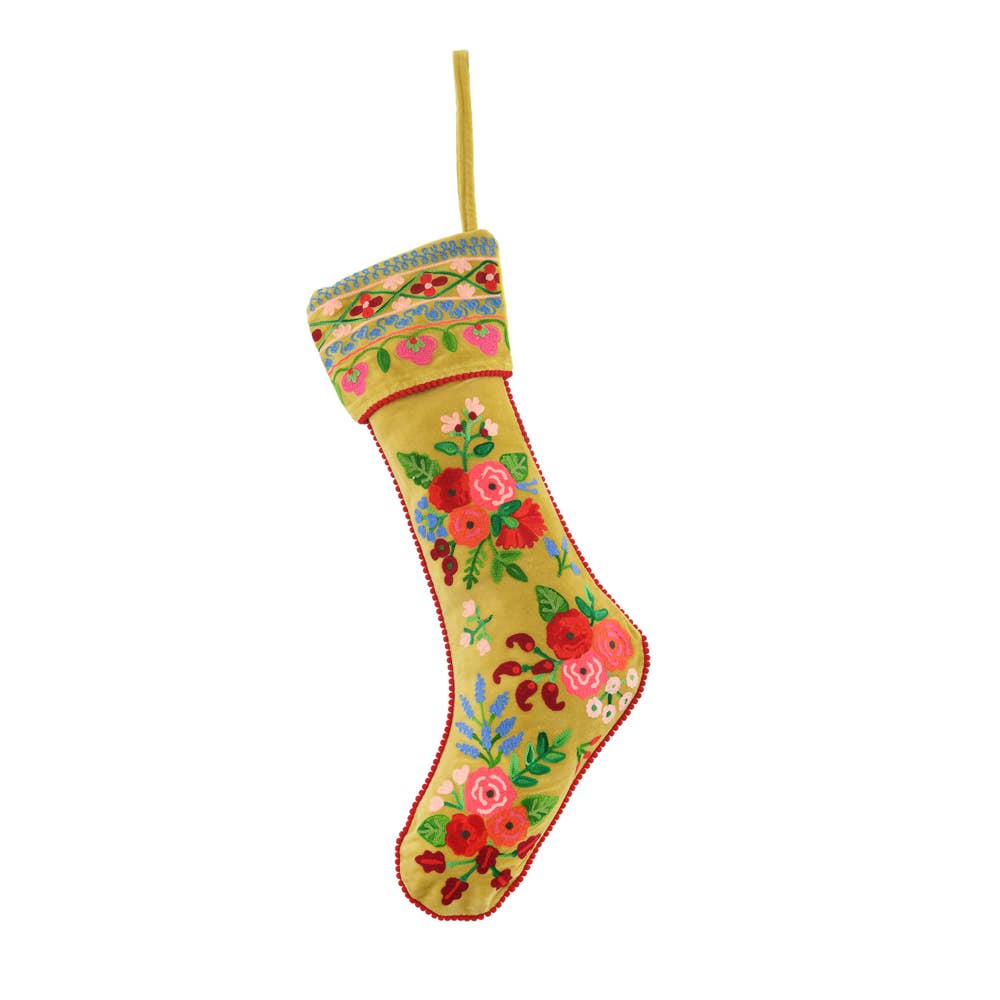 Karma Living - Wholesale Christmas Decoration - Set of 2 Embroidered Christmas Stockings  8x24"1