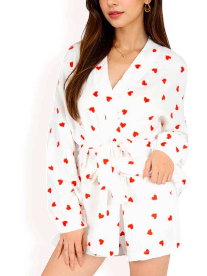 Heart Print 2-Piece Pajama Set with Tie-Waist Robe and other Purchase Wholesale heart robe. Free Returns & Net 60 Terms on Faire trending on Faire.