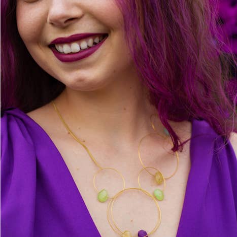 Long Circular Morph It! Necklace with Gemstones for wholesale by Melissa McArthur - Jewellery Made in London
