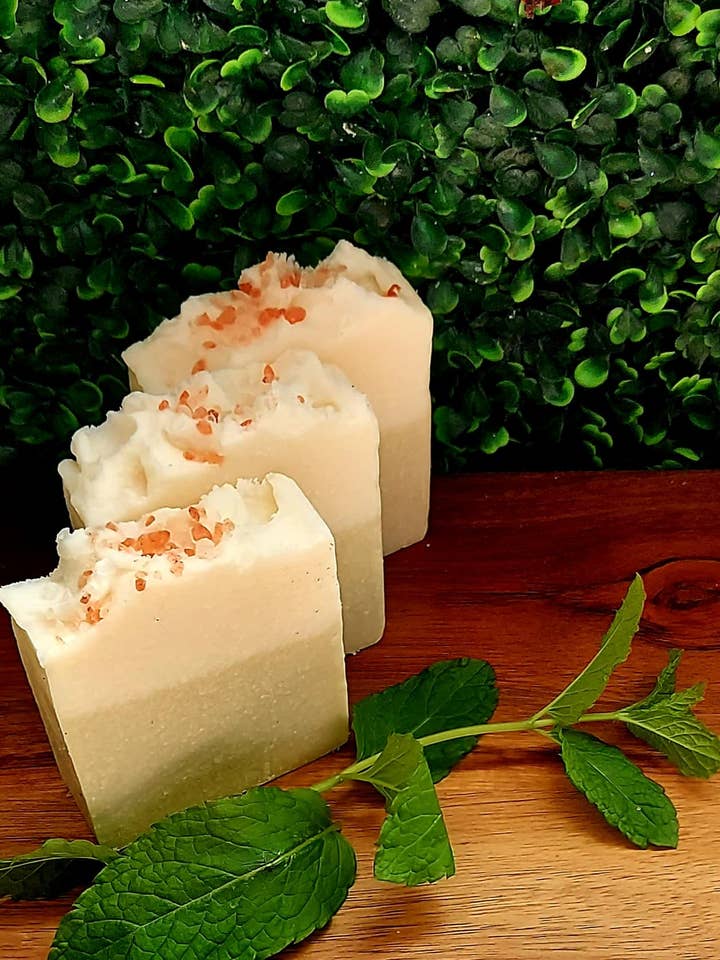 Peppermint and Green Clay Salt Spa Soap Bar for wholesale by West Country Aromas