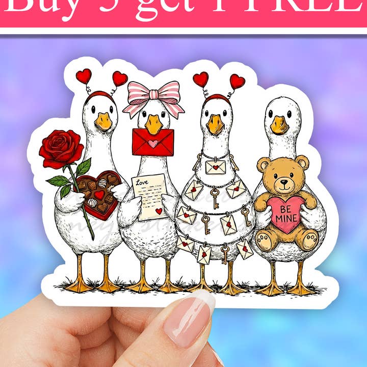 Silly goose love letters flowers gifts valentine's day decal for wholesale by Neya Sticker Shop