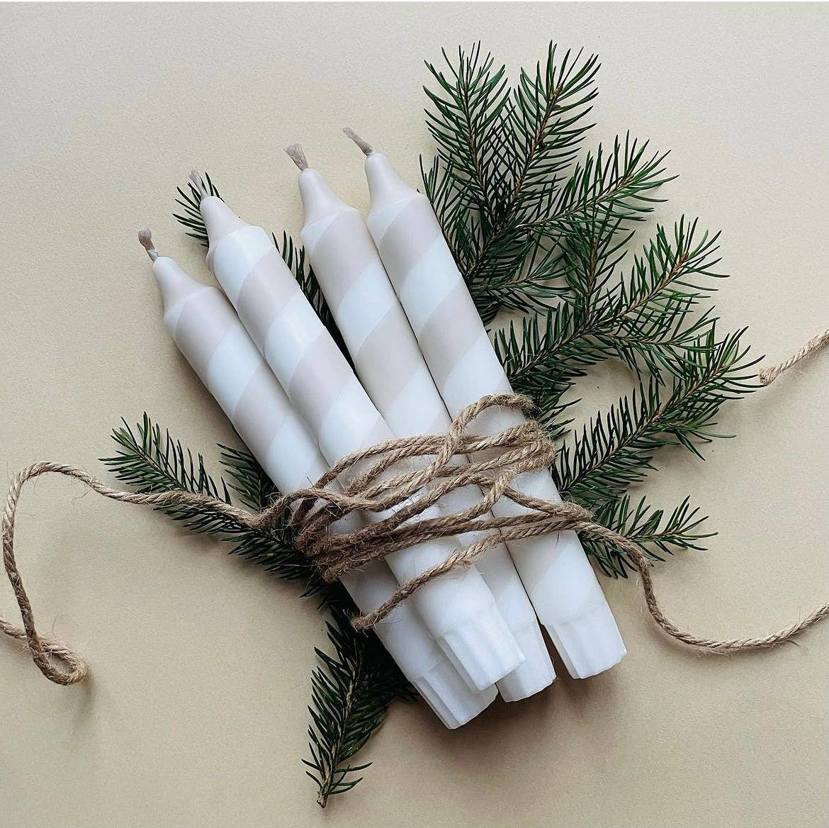 Wolkenreich - Wholesale Tapered Candle/Candlestick - Dip Dye Candles | Swirl beige | Set of 41