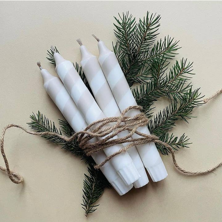 Wolkenreich - Wholesale Tapered Candle/Candlestick - Dip Dye Candles | Swirl beige | Set of 41