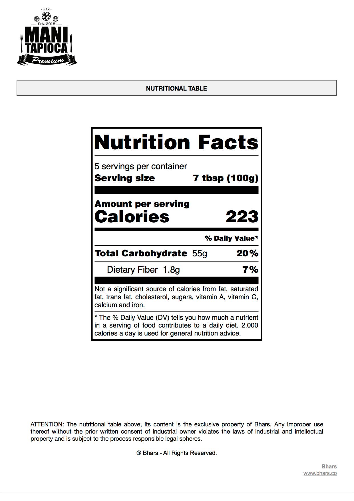 Bhars Foods - Wholesale Bread Mix - Mani Tapioca - Hydrated Cassava Starch - 500g10