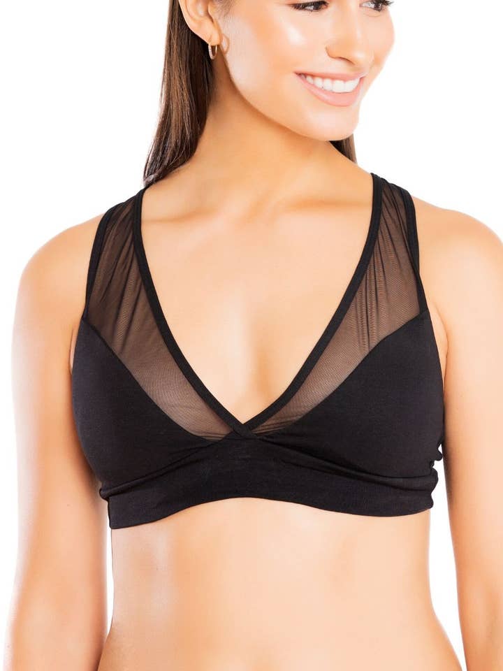 Bralette imbottita in rete - Nero per la vendita all'ingrosso da parte di 4WBW Intimates