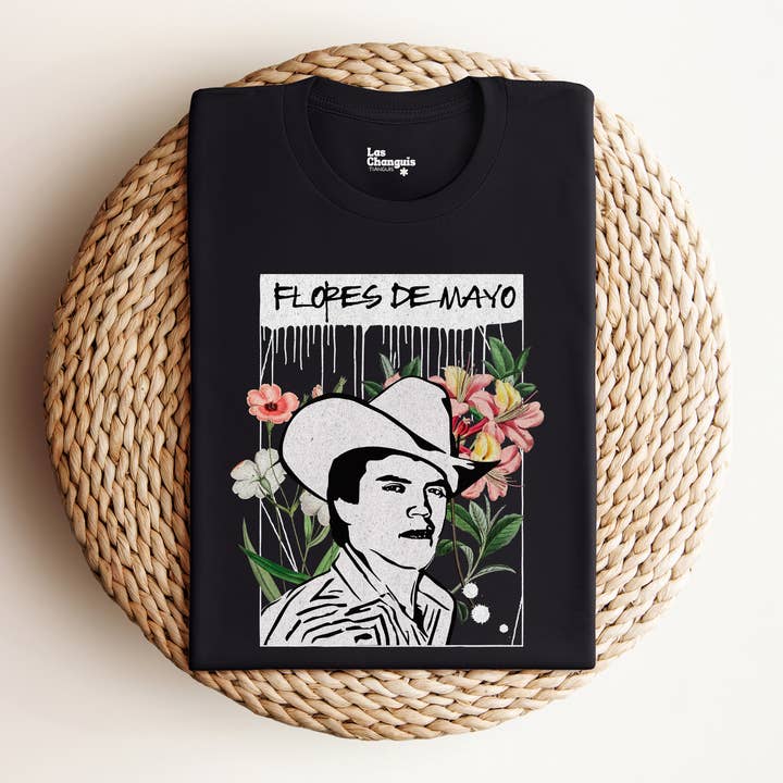 Las Changuis Tianguis - Wholesale Screen Printed T-Shirt - Unisex - Chalino Sanchez 'Flores de Mayo' Unisex T-Shirt