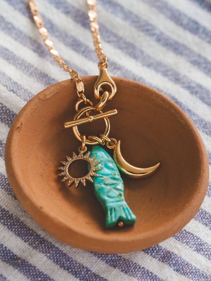 Pesca di Sole Gemstone Toggle Front Necklace for wholesale by Luna Norte