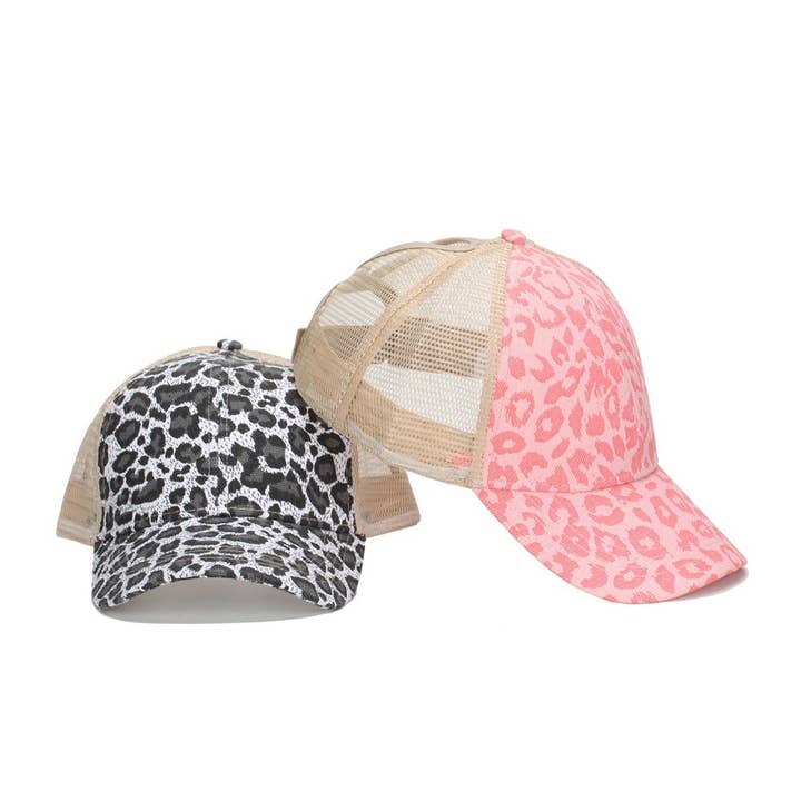 JOSSLYN by wall to wall - Wholesale Trucker Hat - Women's - TRUCKER HAT LEOPARD ANIMAL FRONT MESH BACK CAP | 40HW7453