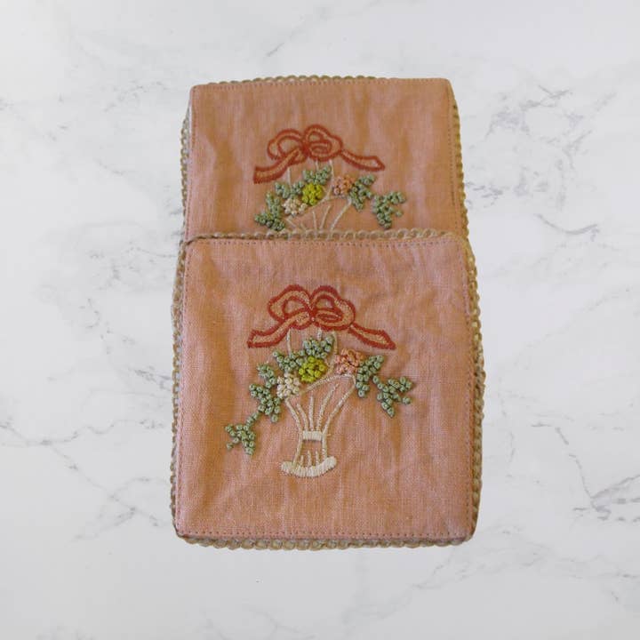 Shastra Home - Wholesale Dinner & Cloth Napkin - Linen Embroidered Coasters - Set of 46