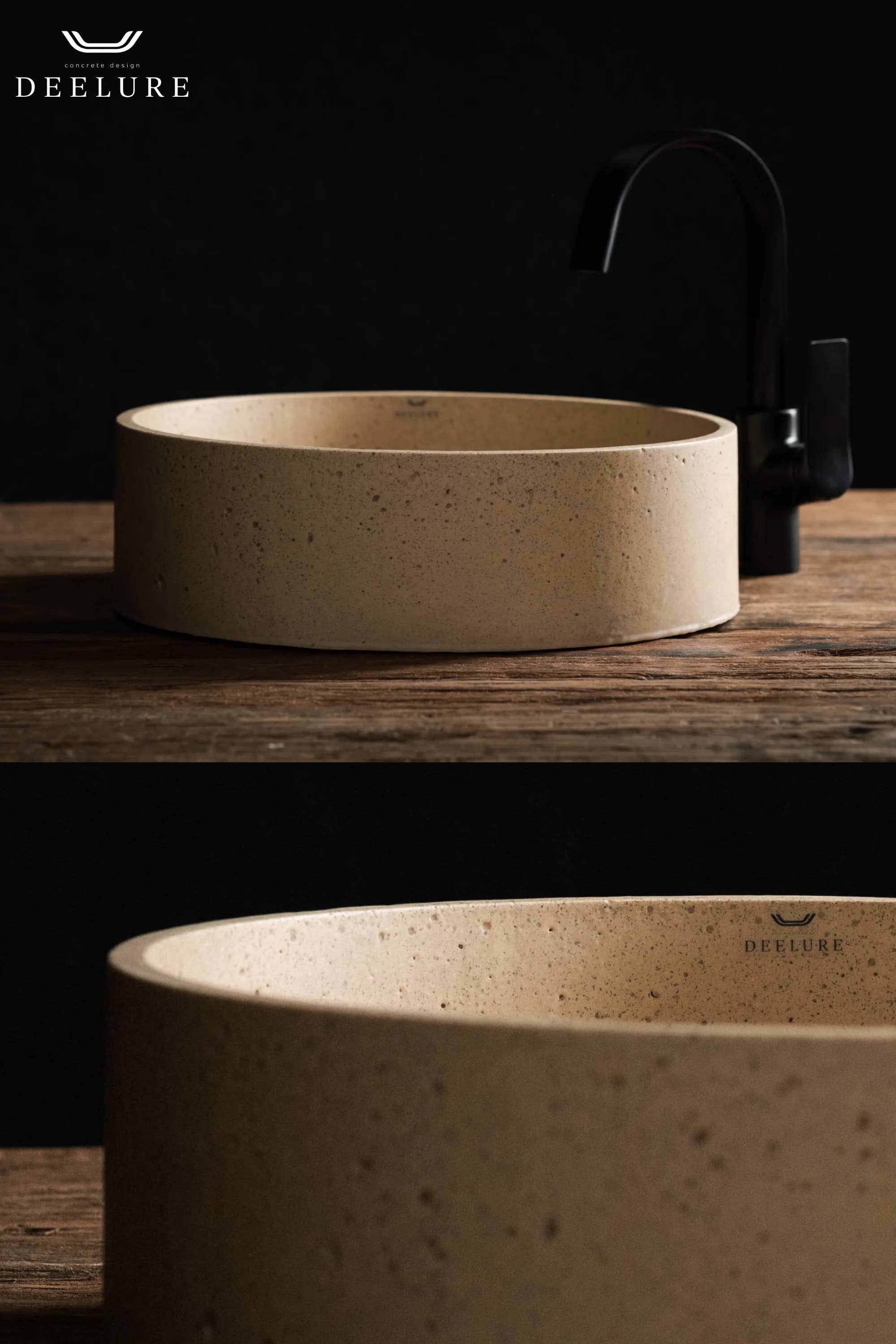 deelure - Wholesale Bathroom Accessory Set - DEELURE - “Round” concrete washbasin in many colors3