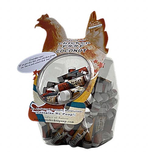 Chicken Poop® COCONUT Lip Balm, All Natural 72ct. FISH BOWL for wholesale by Chicken Poop