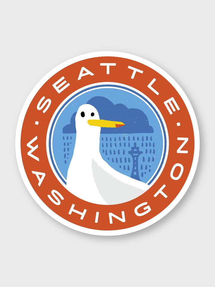 Seattle Seagull Sticker for wholesale by Pike Street Press