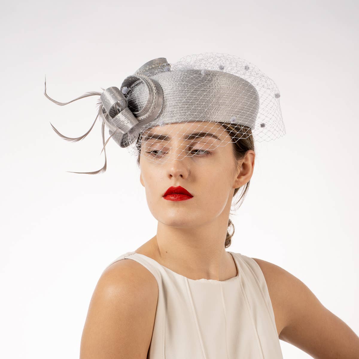 KaKyCo - Wholesale Fascinator Hat - Women's - Satin Ribbon Veil Pillbox | 32155916