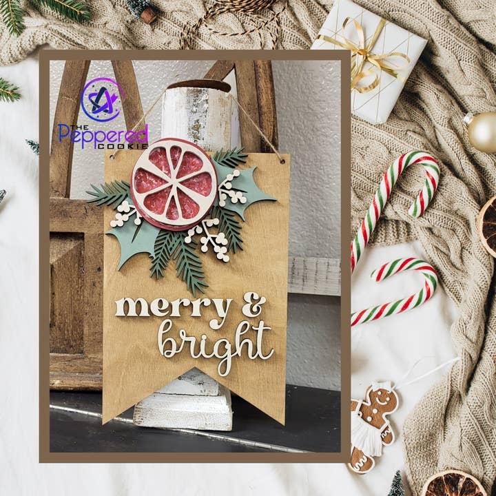 The Peppered Cookie - Wholesale DIY Craft Kit - Home Decor - Hygge Merry and Bright Sign UNFINISHED