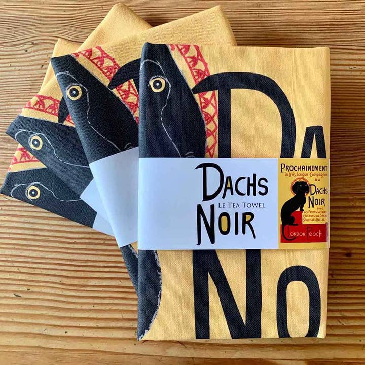 Dachs Noir Tea Towel for wholesale by London Pooch
