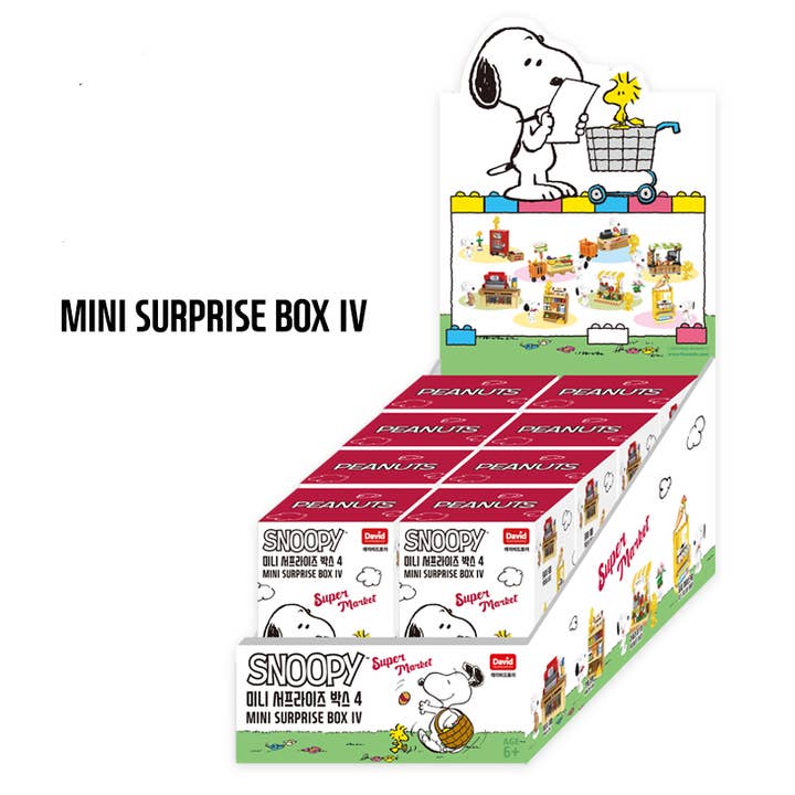 Peanuts Snoopy, mini blocco decorativo fai-da-te, confezione da 4 per la vendita all'ingrosso da parte di K-Wonderland