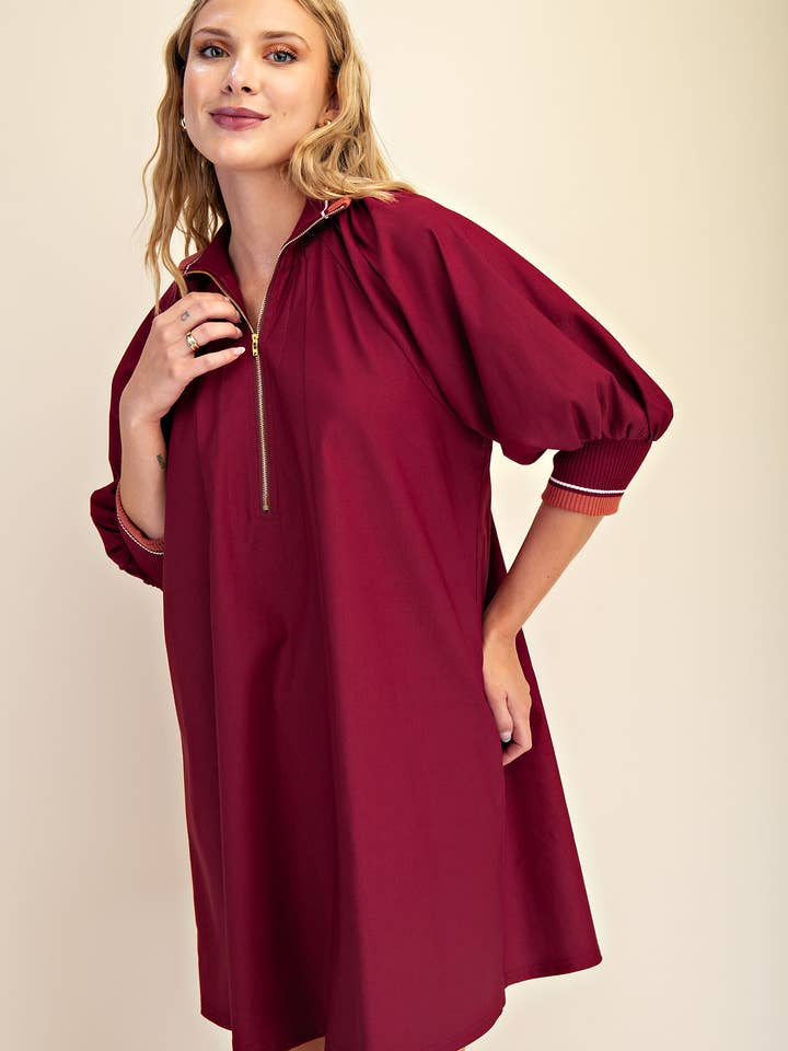 Mock Neck Band Puff Sleeve Mini Dress for wholesale by Glam