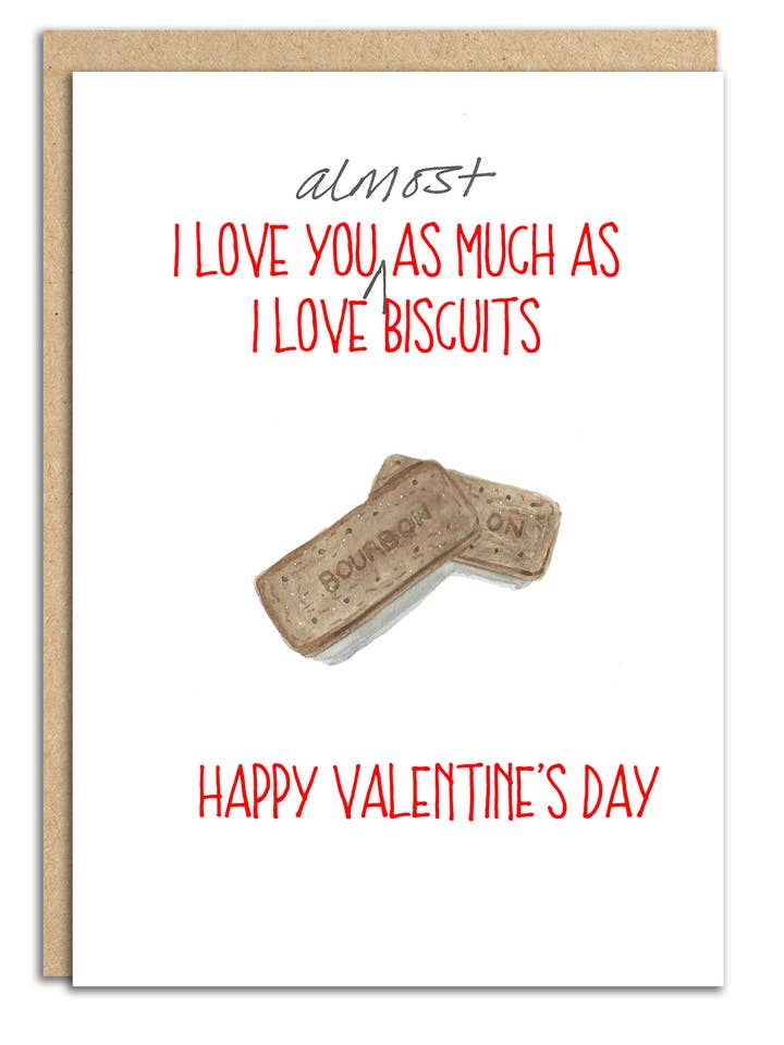 I Love Biscuits Valentijnsdagkaart voor wholesale door Sarah Maddox Art & Design