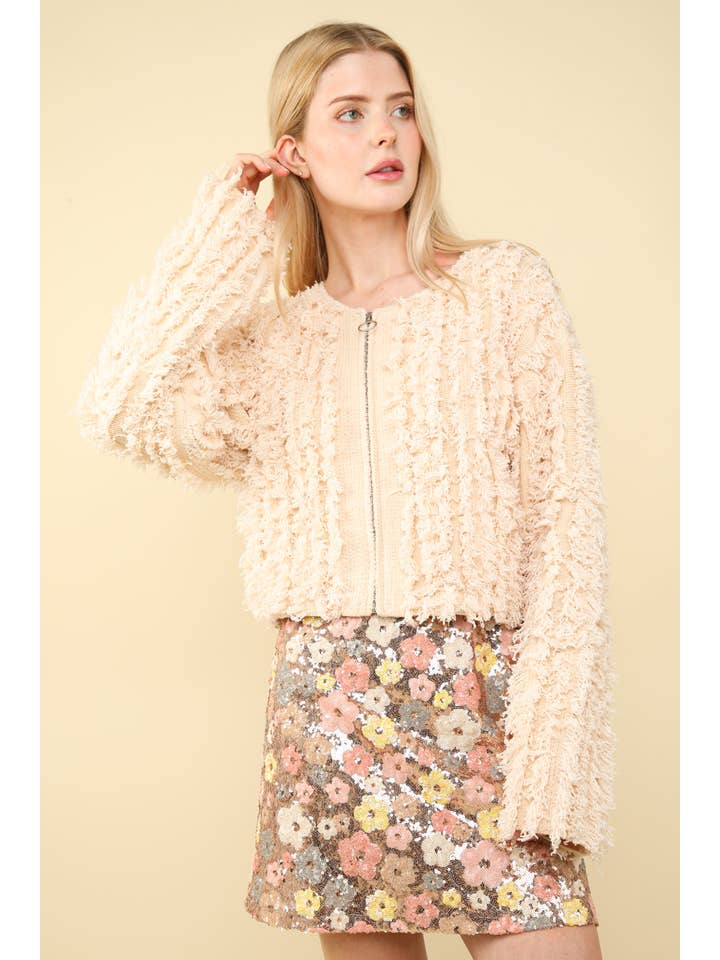 VERY J - Wholesale Jacket - Women's - 12W3077N-Soft Shaggy Yarn Knit Sweater Holiday Jacket