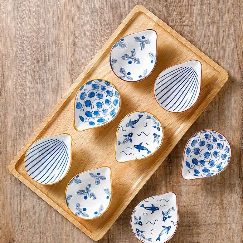 Kiyo Home - Wholesale Condiment/Dip Bowl - Coastal Dip Dishes 4-Piece Sets | Ceramic Soy Sauce Dish9