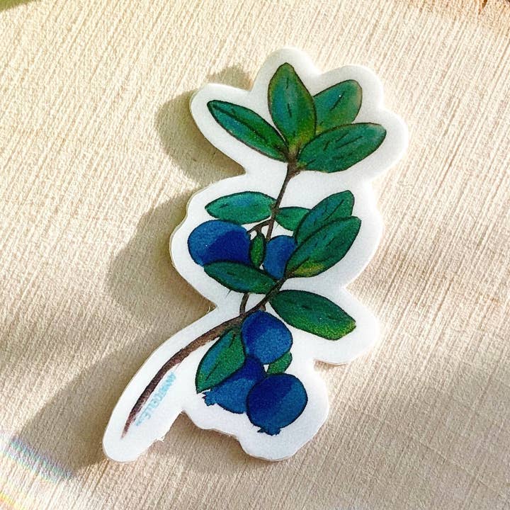 Mini Blueberry Sticker for wholesale by Art by Anya Toelle