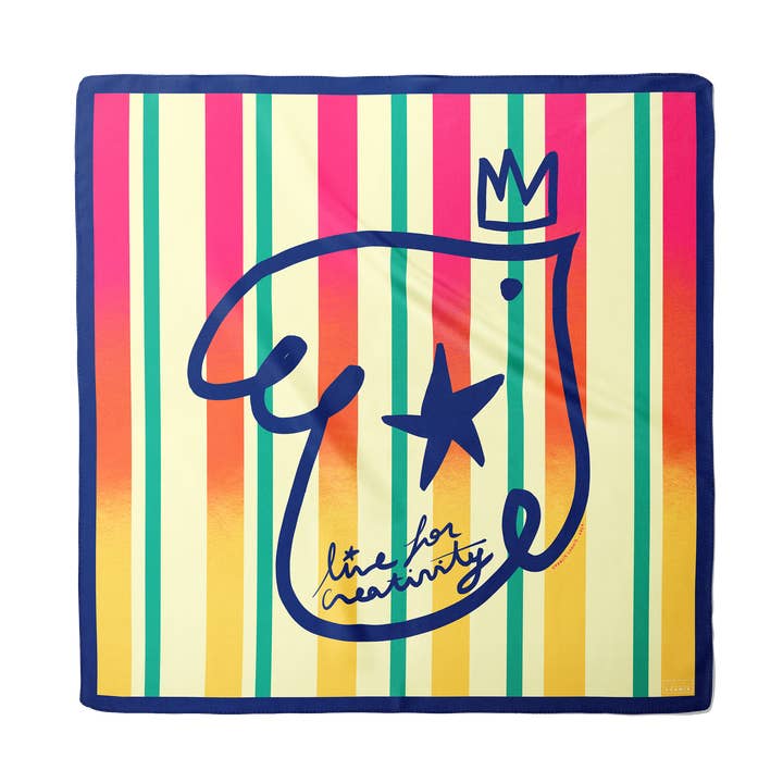 Sidenhalsduk KREATIVITET · 90x90 cm | Blå, grön, gul för wholesale av Charlie Loonie
