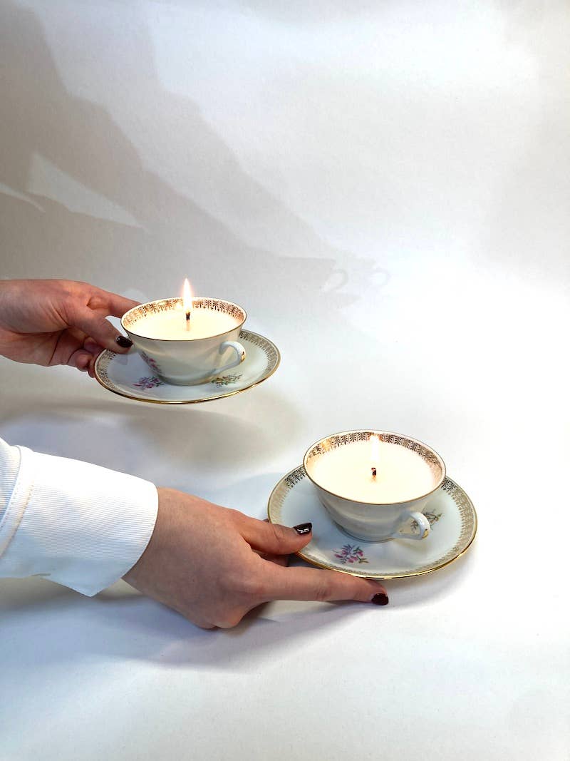 CHARITY BOUGIES DE NY - Wholesale DIY Craft Kit - Kit to create two candles in pretty antique cups4