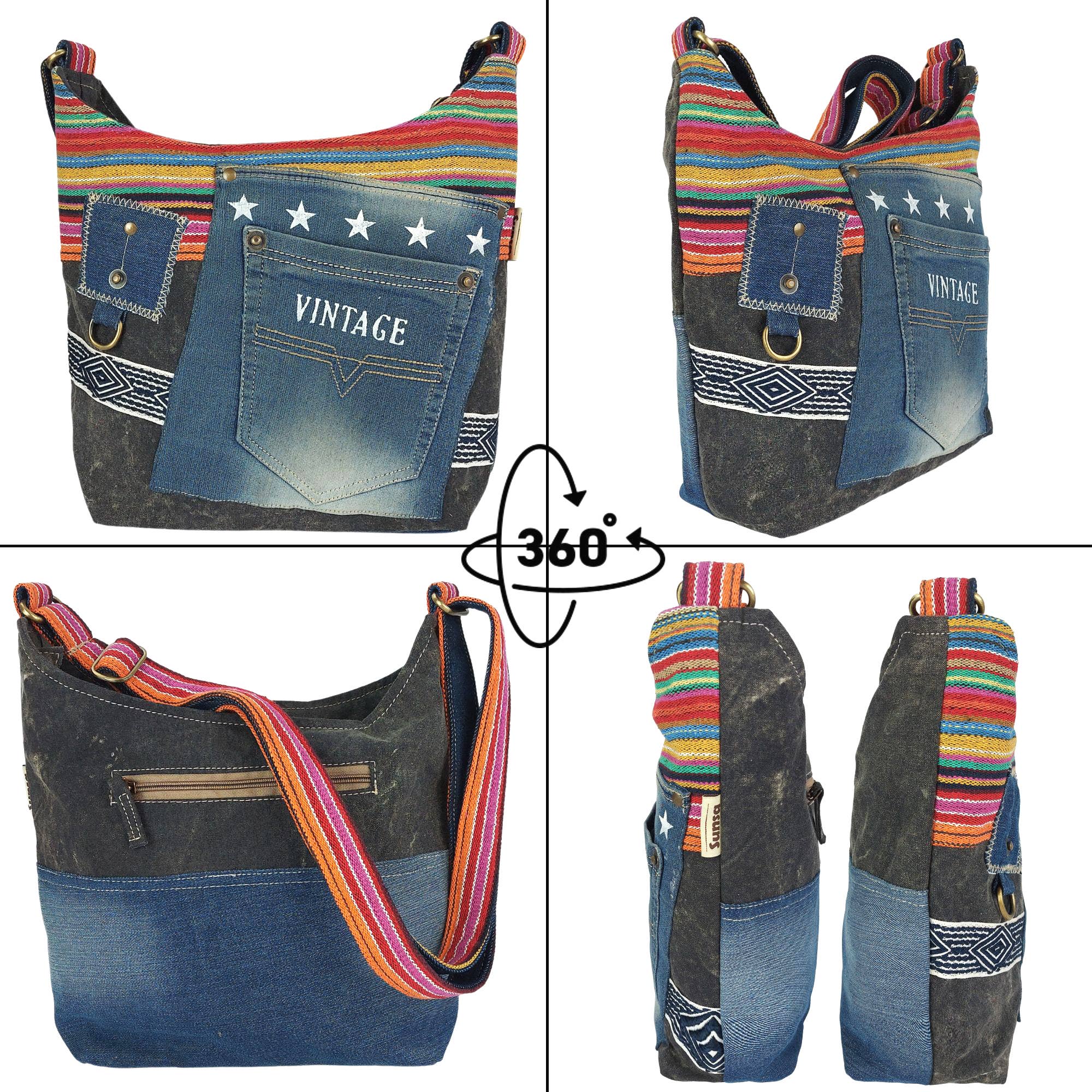 Sunsa - Vendita all'ingrosso Tracolla - Donna - Borsa a tracolla sostenibile Sunsa in jeans Canvaa riciclati8