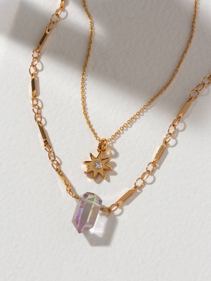 Reflective Gemstone Necklace Set - Mystic Quartz for wholesale by Luna Norte