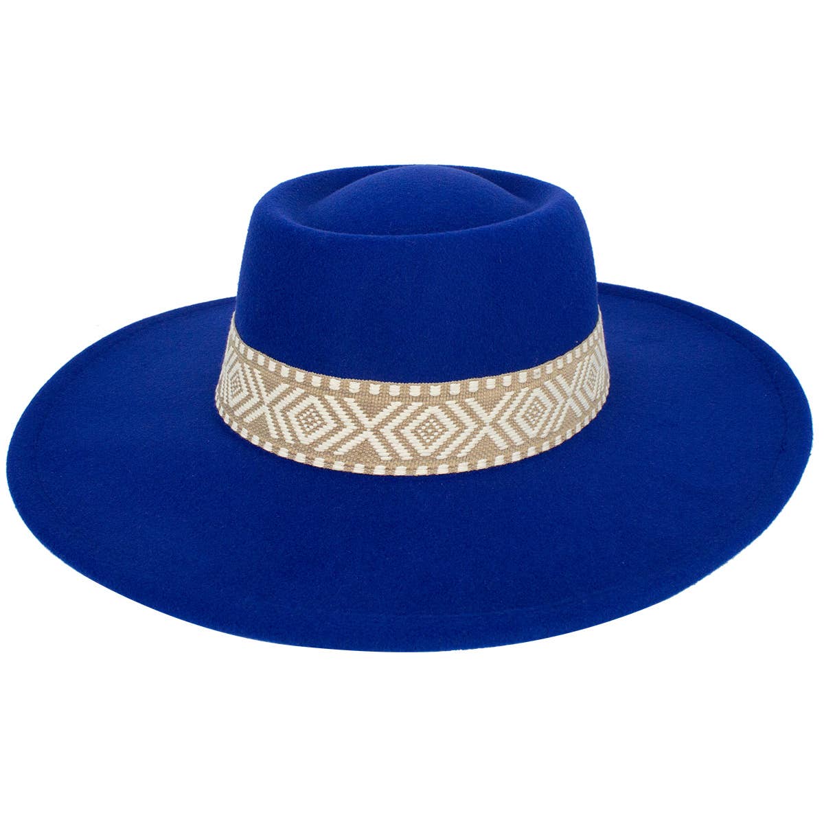 Suzie Q USA - Wholesale Fedora - Women's - Big Brim Concave Top Aztec Pattern Belt Jazz Hat9