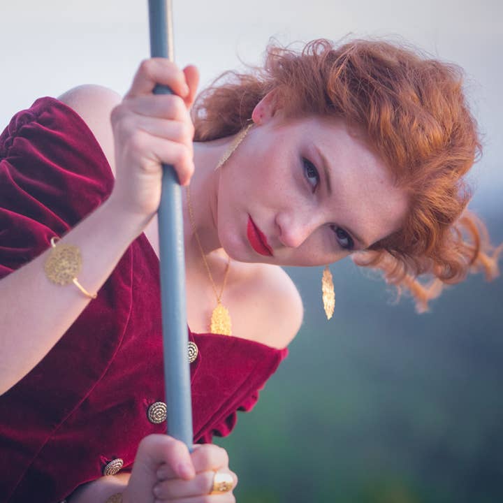 RAS - Wholesale Dangle Earrings - Hortensia Gold Plated Big Earring1