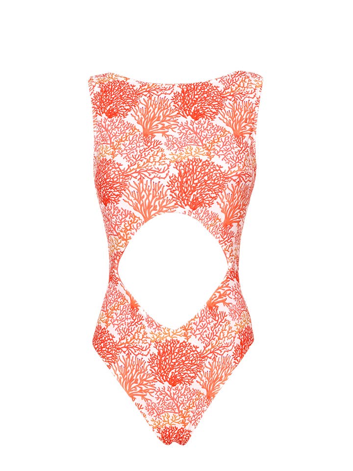 Un pezzo corallo+volant reversibili per la vendita all'ingrosso da parte di Lia Sahara