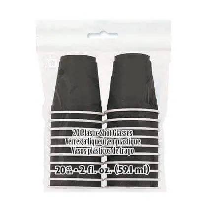 Black Plastic Shot Glasses 2oz. - 20 count for wholesale by Party Expo, LLC