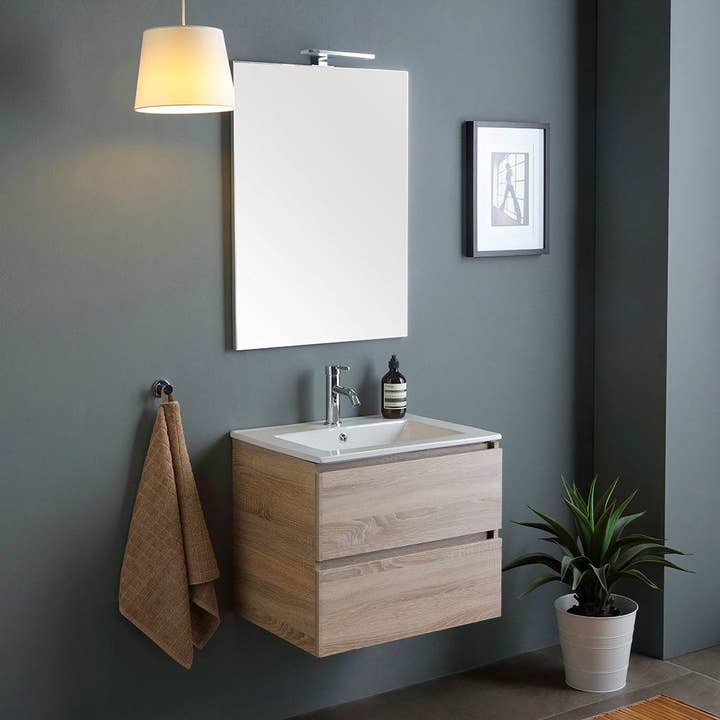 Badkamermeubel Belize 60cm 2 Laden Met Spiegel En Lamp voor wholesale door Kodicebagno Srl